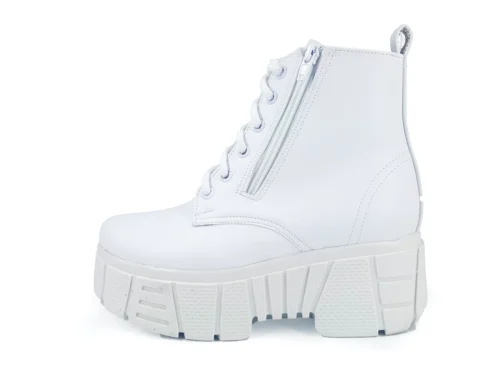 Botas De Plataforma Con Cierre Vinipiel Blanco #3000