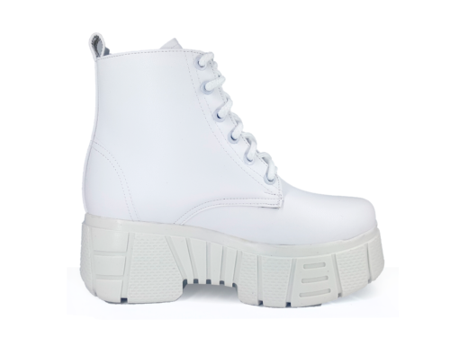 Botas De Plataforma Con Cierre Vinipiel Blanco #3000