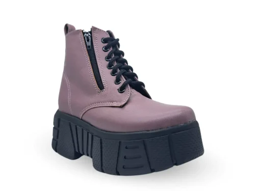 Botas De Plataforma Con Cierre Vinipiel Lila #3000