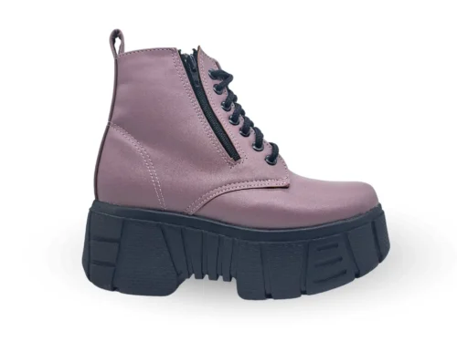Botas De Plataforma Con Cierre Vinipiel Lila #3000