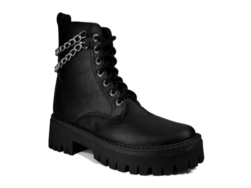 410 negro 1 Botas Plataforma Con Cadena Vinipiel Negro #410