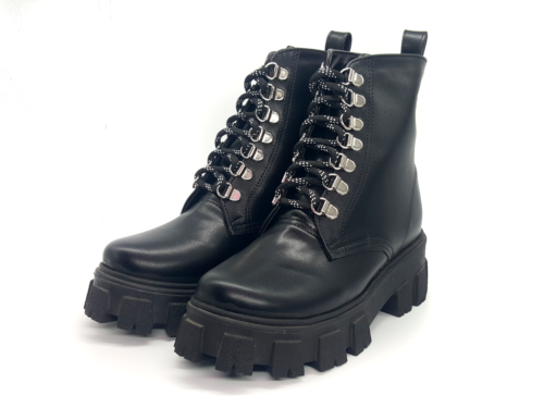 Botas De Plataforma Vinipiel Negro #500
